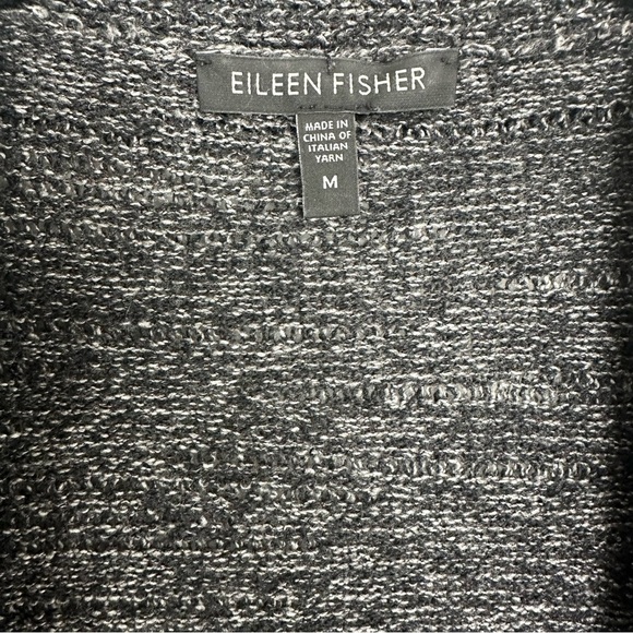 Eileen Fisher Open Cardigan Size Medium Gray Wool Cashmere Blend Wardrobe Staple - Picture 6 of 7